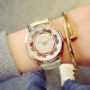 Watch-123 女力最強-溫柔美學花朵鏤空設計手錶 (4色任選)白色