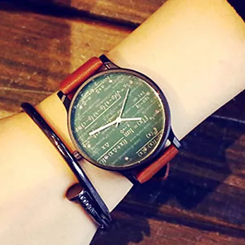 Watch-123 數學筆記-方程式圖案中學生推薦手錶 (4色任選)咖啡色