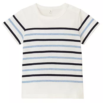 [MUJI無印良品]幼兒有機棉寬紋短袖T恤80深藍