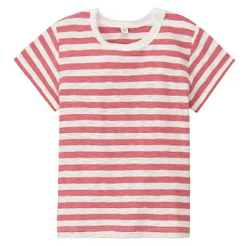 [MUJI無印良品]幼兒有機棉每日兒童服斯拉夫橫紋短袖T恤90紅色