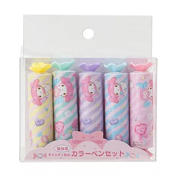 《Sanrio》美樂蒂繽紛糖果店系列糖果造型5色螢光筆組(一組5隻入)