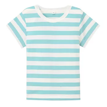 [MUJI無印良品]幼兒有機棉每日兒童服橫紋短袖T恤80水藍