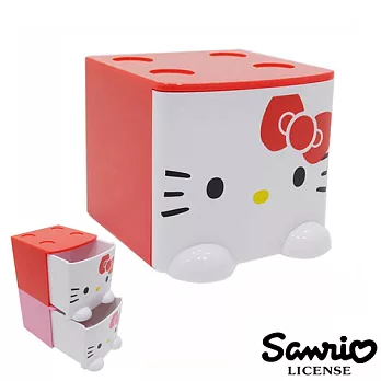 【日本進口正版】三麗鷗 Hello Kitty 迷你 抽屜 收納盒 桌面收納 sanrio -紅色款