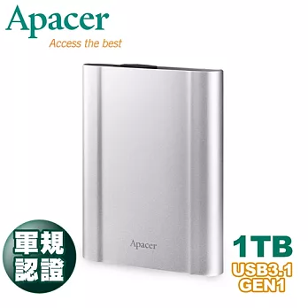 Apacer宇瞻AC730 USB3.1 Gen1軍規抗摔鋁合金屬行動硬碟1TB