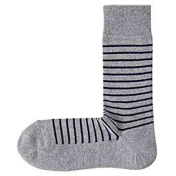 [MUJI無印良品]男有機棉混橫紋直角襪25~27cm灰色