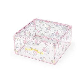 《Sanrio》美樂蒂透明PVC布面附蓋置物盒(快樂森林)