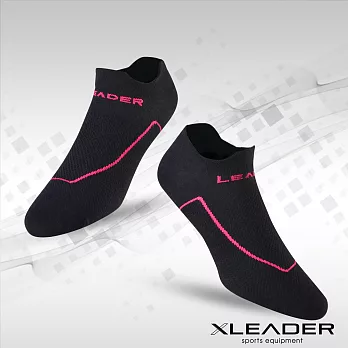 【LEADER】ST-01環形加壓 網眼導流透氣護踝薄短襪 .機能除臭運動襪_女款(黑色)