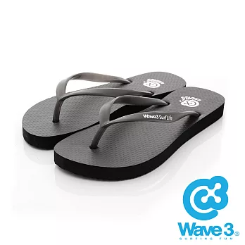 WAVE 3 (女) 彈力果凍 基本款素色人字夾腳拖鞋 -US5晶亮黑