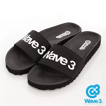 WAVE 3(女)健康足底印模一片橡膠拖鞋 - US5白字黑