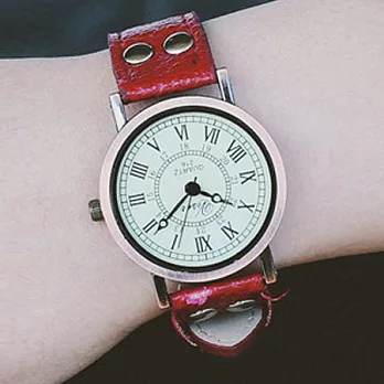 Watch-123 慢走人生-森女系小巧復古英倫風手錶 (4色任選)紅色