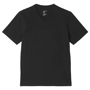 [MUJI無印良品]男有機棉V領短袖T恤S黑色