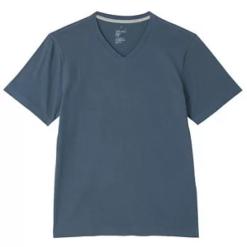 [MUJI無印良品]男有機棉V領短袖T恤XS藍色