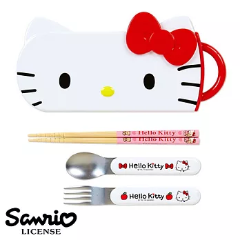 【日本進口正版】三麗鷗 Hello Kitty 日本製 餐具 三件組 環保筷 Sanrio