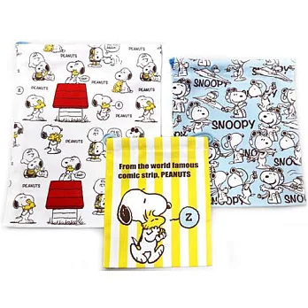 【日本進口正版】史努比 Snoopy 帆布 束口袋 三件組 收納袋/抽繩束口袋 PEANUTS -A套組