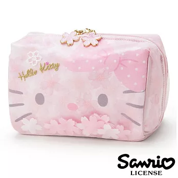 【日本進口正版】三麗鷗 Hello Kitty 櫻花 立體 化妝包/收納包 Sanrio