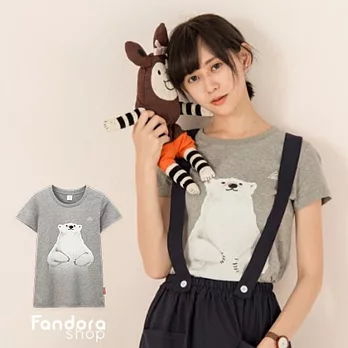 【Fandora】動物好朋友>>大白熊先生-短袖女裝TEE-_M麻灰