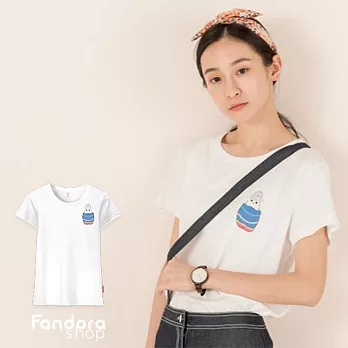 【Fandora】口袋中的ㄇㄚˊ幾-短袖女裝TEE-S棉花白