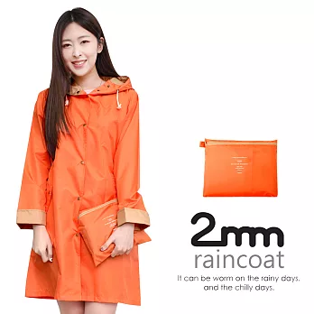 【2mm】袖口拼色款。時尚雨衣/風衣R-W065(橙色)
