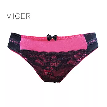 [MIGER密格內衣]黑蝴蝶結亮感中低腰三角內褲 -台灣製- (編號：8396)桃紅色