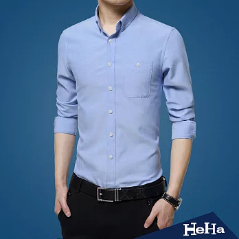 【Heha】襯衫 修身網眼男士長袖襯衫 四色(L-3XL可選)3XL（淺藍）