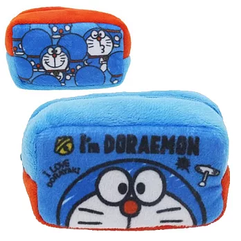 【日本進口正版】哆啦a夢 DORAEMON 絨毛 零錢包/小物收納包/耳機收納 -大臉款