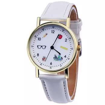 Watch-123 小孩對話-時尚隨行遊戲化童趣手錶 (5色任選)白色