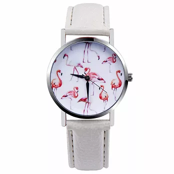 Watch-123 日日美好-紅鶴裝飾美麗隨行手錶 (2色任選)白色