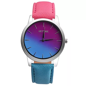 Watch-123 雙面佳人-青春時尚粉嫩漸層色帶手錶 (8色任選)上玫下藍