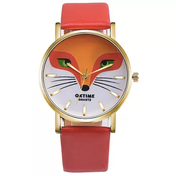 Watch-123 狐狸方程式-可愛動物個性創意學生手錶 (5色任選)紅色