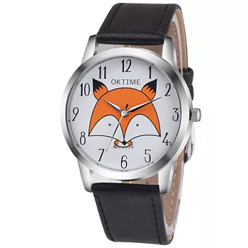 Watch-123 狐狸表白-時光中的童趣學生時尚手錶 (3色任選)黑色