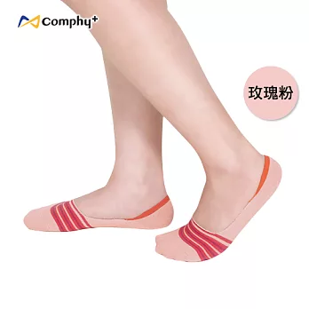 【Comphy+】條紋隱型襪-玫瑰粉（L 號）抑菌除臭科技機能休閒襪