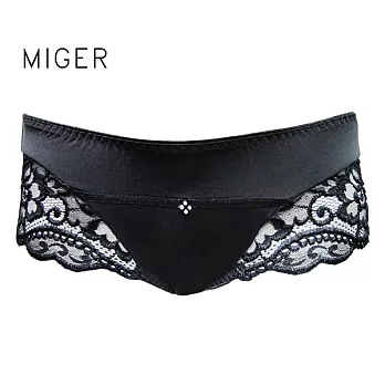 【MIGER密格內衣】花紋蕾絲低腰三角褲-台灣製-(編號：8337)黑色
