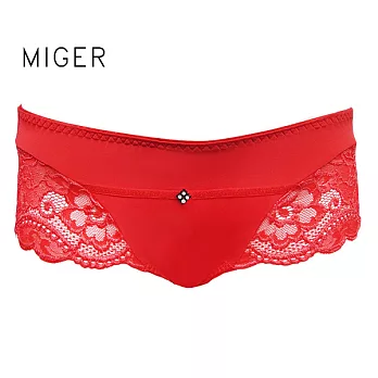 【MIGER密格內衣】花紋蕾絲低腰三角褲-台灣製-(編號：8337)紅色