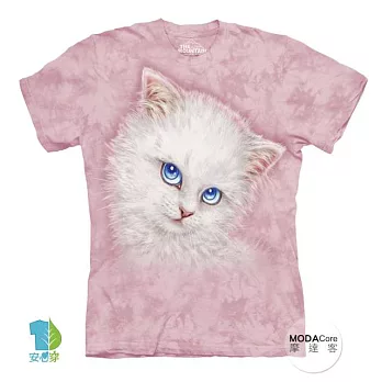 【摩達客】美國進口The Mountain 藍眼貓咪 喵嗚系列短袖女版T恤精梳棉環保染成人版S號