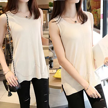 【MsMore】前短後長曲線美圓領背心100228F杏色