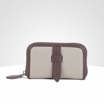 AmoreVintage 拉鍊卡片夾-卡其+咖