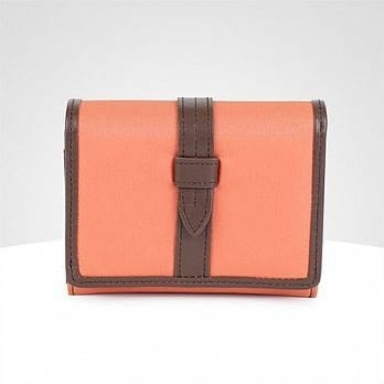 AmoreVintage 拉鍊二折中夾-桔+咖