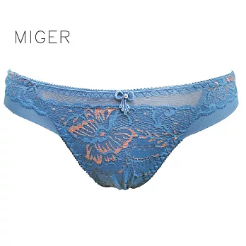 [MIGER密格內衣]彩蝶網紗中低腰三角內褲-台灣製- (編號：8323)水藍色