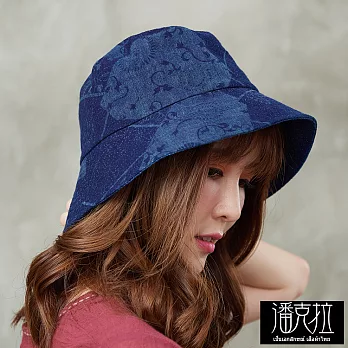 【潘克拉】花紋藍染漁夫帽-F　藍