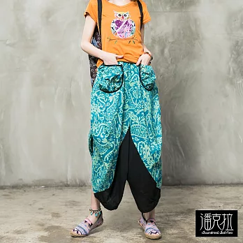 【潘克拉】大變型蟲雙口袋飛鼠褲-F　FREE湖綠