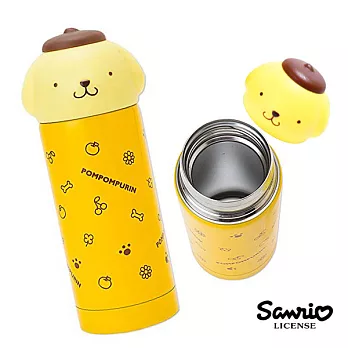 【日本進口正版】布丁狗 Pom Pom Purin 大頭造型 不鏽鋼保溫瓶/保冷瓶 360ml 三麗鷗