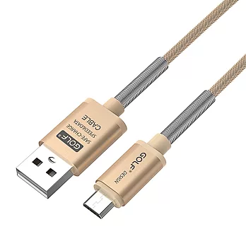 Golf USB 轉 Micro USB 雷霆系列 尼龍網格傳輸線(1M)金色
