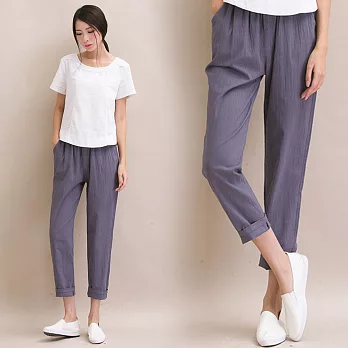 【NUMI】森-棉麻風顯瘦舒適哈倫褲-共3色-51233(M-2XL可選)M灰色