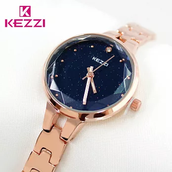 KEZZI珂紫 KW-1700 星光閃亮切割玻璃鏡面手鍊錶 - 金