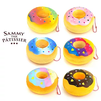 【日本進口正版】甜甜圈 捏捏樂吊飾 軟軟軟 squishy 捏捏 Sammy the Patissier -彩虹點點款