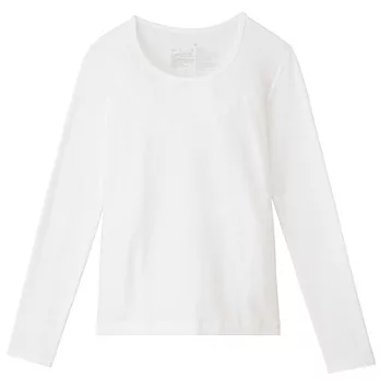 [MUJI無印良品]女有機棉混彈性圓領長袖T恤L白色