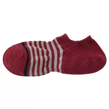 [MUJI無印良品]男有機棉混橫紋淺口直角襪25~27cm深紅