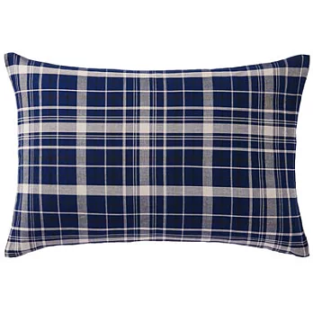 [MUJI無印良品]有機棉法蘭絨枕套/50/藍格紋