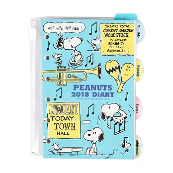 《Sanrio》SNOOPY 2018活頁年曆手冊內頁(幽默音樂)