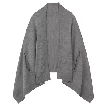 [MUJI無印良品]羊毛混蠶絲附袖口披肩灰色